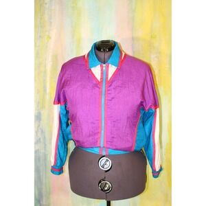 FRESH PRINCE Vintage purple teal‎ Color Block Windbreaker Jacket 90s Oversized